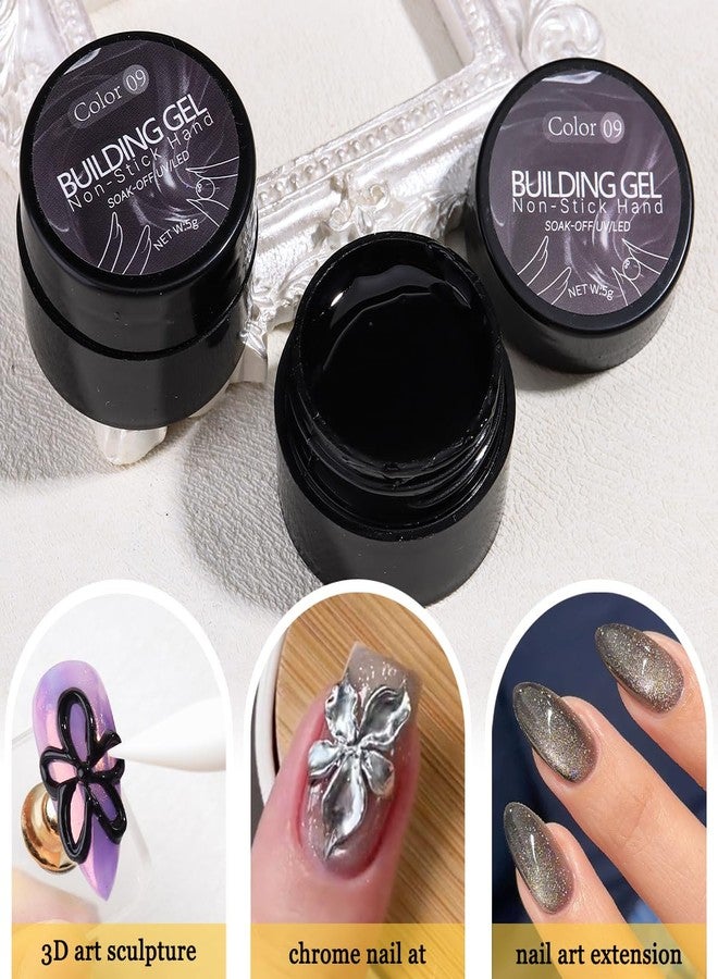 Fcozpjk Solid Builder Gel Kit, 2PCS Black 3D Sculpting Gel Non-Sticky Hand Carving Gels with Silicone Pen Hard Gels for Nails Molding 3D Flowers Nail Design Manicure Salon Supplies - Image 3